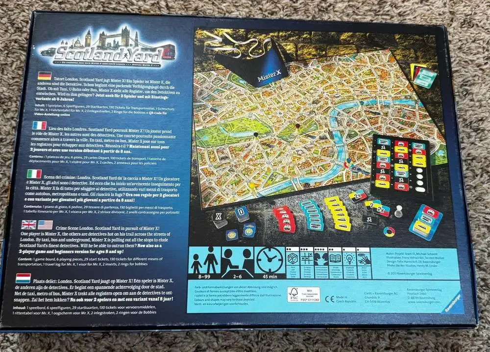 Ravensburger Scotland Yard Hunting Mister X Board Game COMPLETE 8+ 2-6 players
